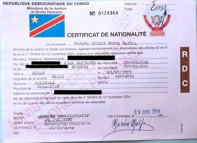 RDC : la délivrance du certificat de nationalité congolais désormais soumise à l&rsquo;avis favorable de l&rsquo;ANR et la DGM