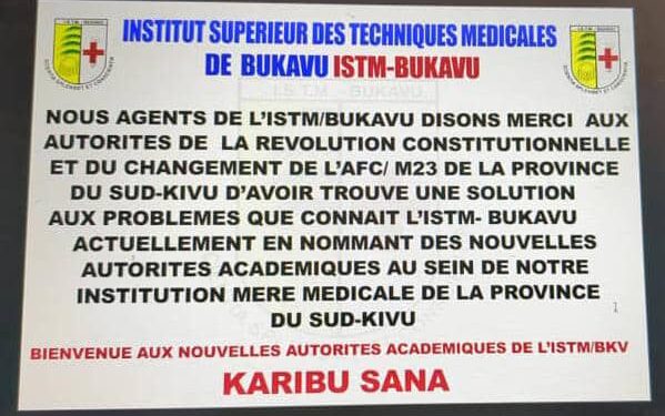 Nominations par l&rsquo;AFC/M23 : le comité de crise de l&rsquo;ISTM-Bukavu exprime sa satisfaction 